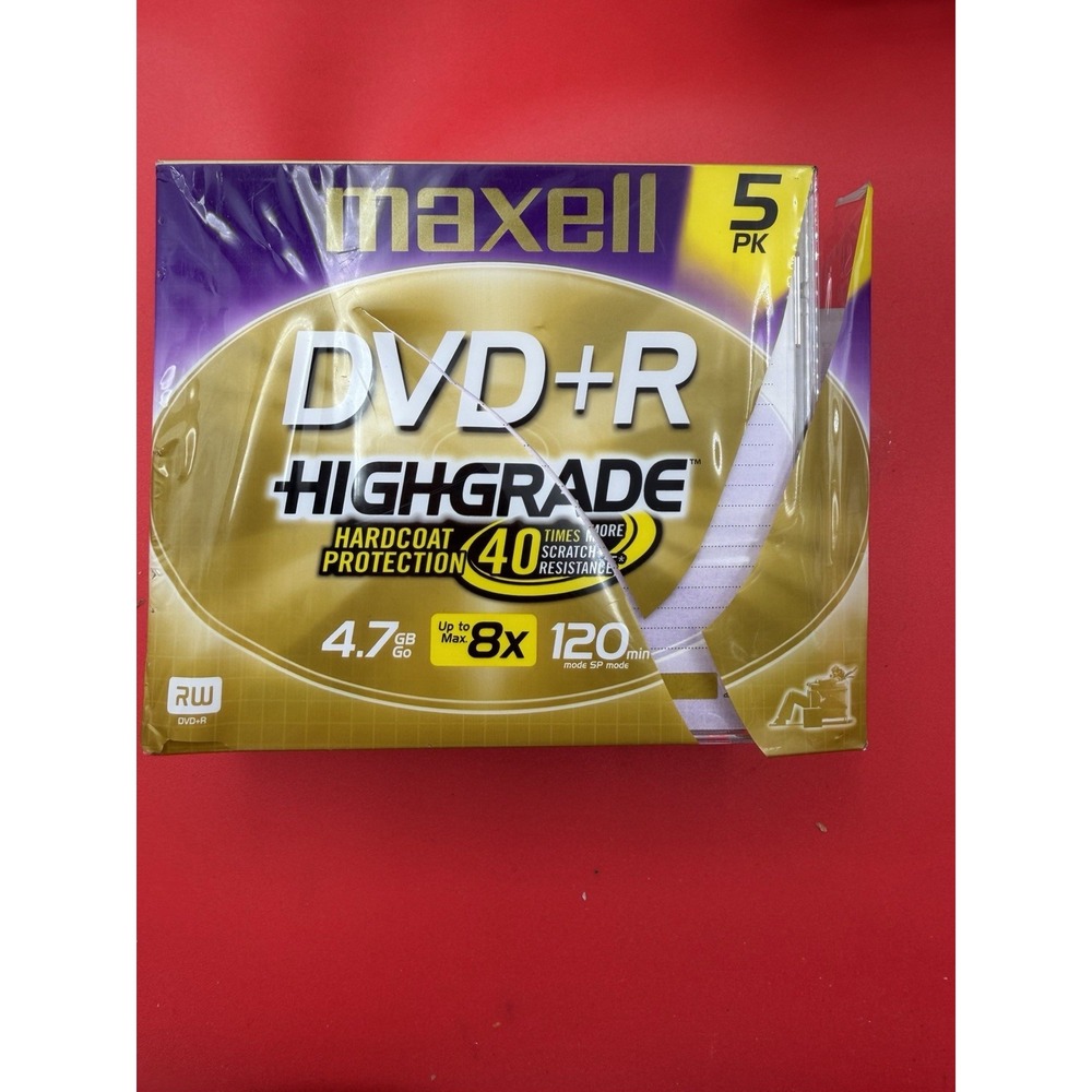 MAXELL DVD+R High Grade - 4.7 GB - 120 min w/Hardcoat Protection 5 pack - NEW
